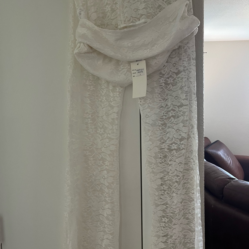 “Hottie” White Lace swimsuit cover up pants size L